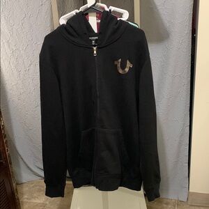 True Religion Black Zip-Up Hoodie